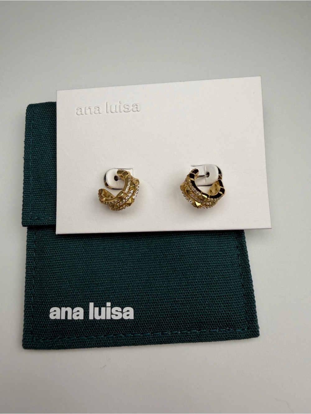 Ana Luisa Gold Crystal Huggie Hoop Earrings